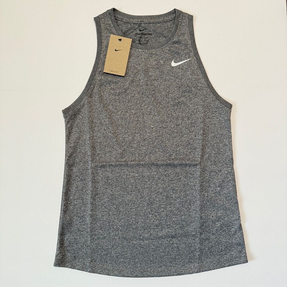 NWT The Nike Tee Women's Heather Grey No Sleeve Dri-Fit Tank Top